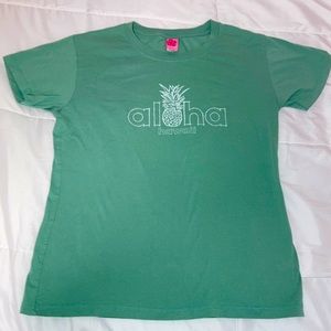 Green Hawaii Aloha print Tee shirt